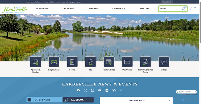 Security scan screenshot of https://hardeevillesc.gov/