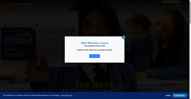 Security scan screenshot of http://www.baconscollege.co.uk/