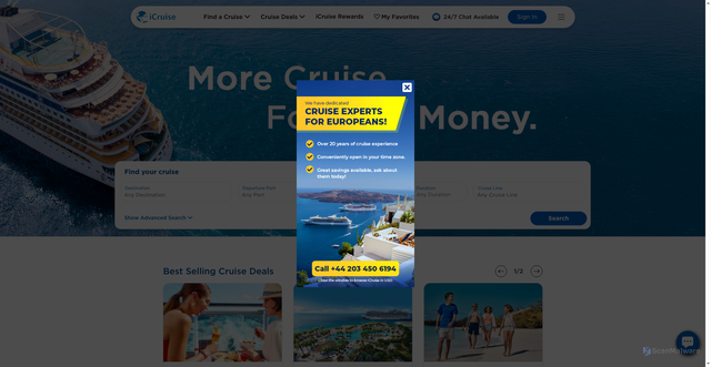 Security scan screenshot of https://icruise.com