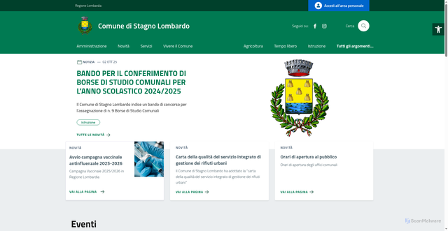 Security scan screenshot of https://www.comune.stagnolombardo.cr.it/