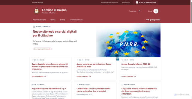 Security scan screenshot of https://comune.baiano.av.it/