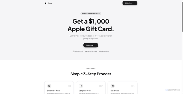 Security scan screenshot of http://applegiftreward.vercel.app/