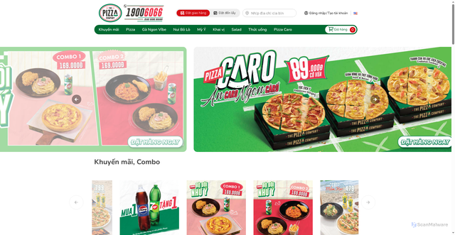 Security scan screenshot of https://thepizzacompany.vn