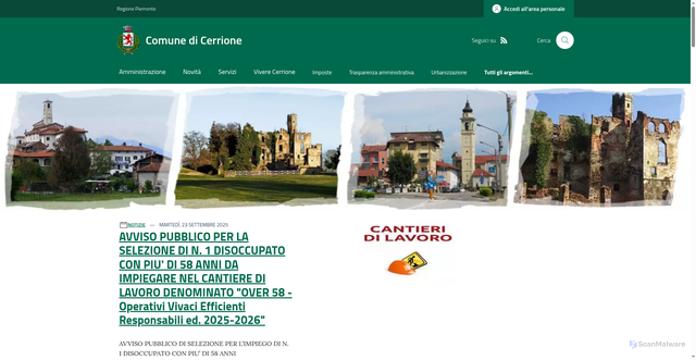 Security scan screenshot of https://www.comune.cerrione.bi.it/