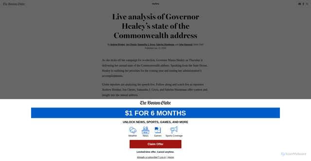 Security scan screenshot of https://apps.bostonglobe.com/2026/01/metro/annotating-state-of-the-state-2026/