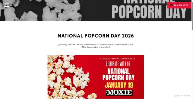 Security scan screenshot of https://www.moxiecinema.com/films/national-popcorn-day-2026