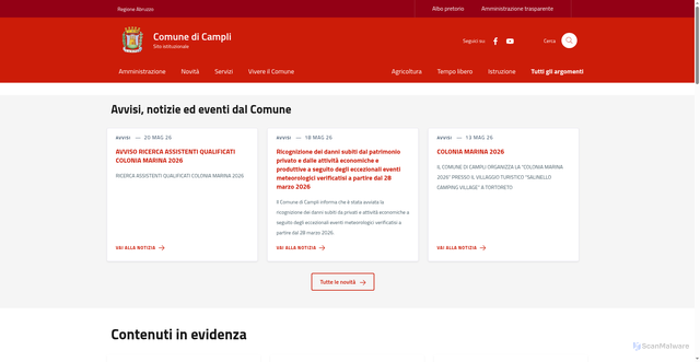 Security scan screenshot of https://www.comune.campli.te.it