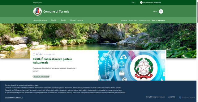 Security scan screenshot of https://www.comune.turania.ri.it/
