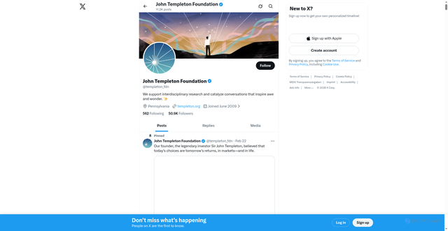 Security scan screenshot of https://x.com/templeton_fdn?utm_source=Receive+News+from+the+John+Templeton+Foundation&utm_campaign=5e32aea556-EMAIL_CAMPAIGN_2026_grantmaking_20260415&utm_medium=email&utm_term=0_-42837b4b08-97355777