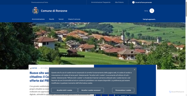 Security scan screenshot of https://www.comune.ronzone.tn.it/