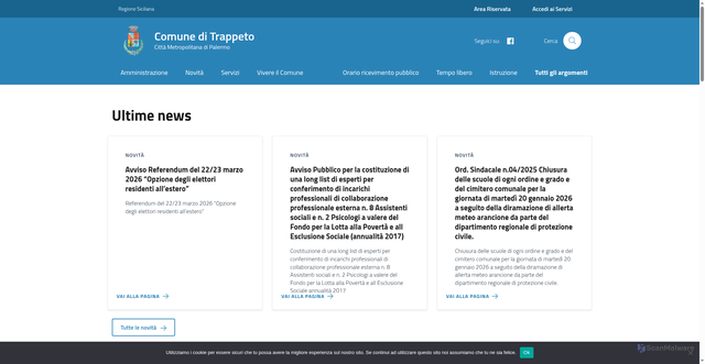 Security scan screenshot of https://www.comune.trappeto.pa.it/