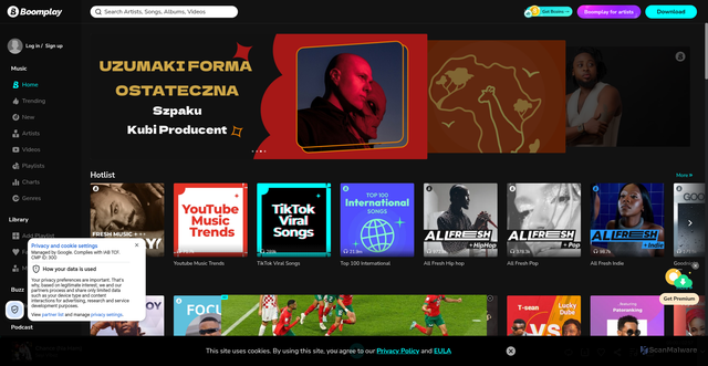 Security scan screenshot of https://boomplaymusic.com