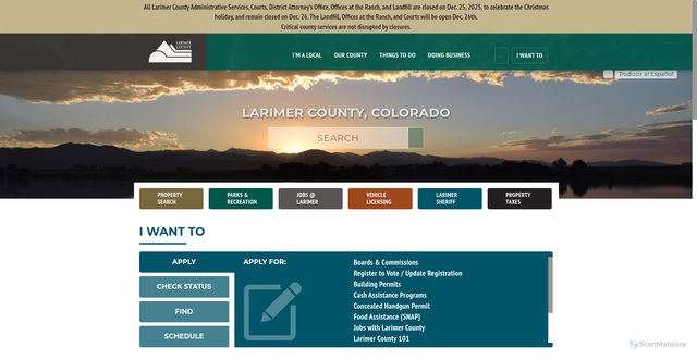 Security scan screenshot of https://www.larimer.gov/