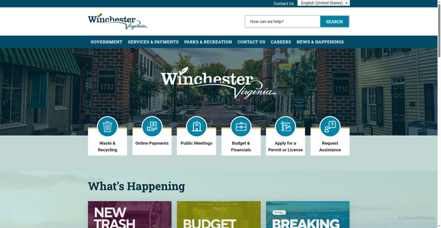 Security scan screenshot of https://www.winchesterva.gov/