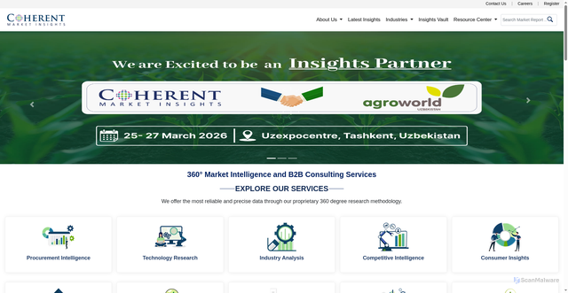 Security scan screenshot of https://www.coherentmarketinsights.com