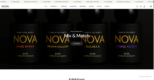 Security scan screenshot of https://novascents.se/