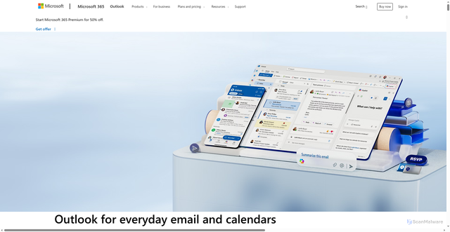 Security scan screenshot of https://outlook.live.com/