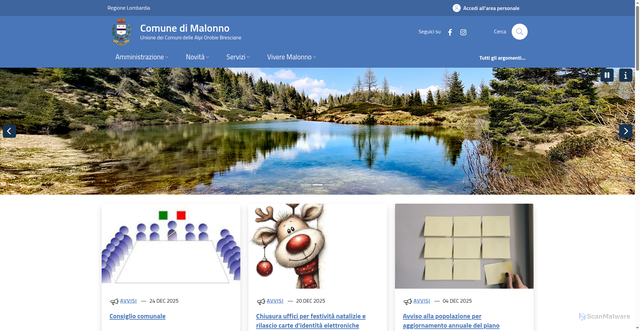 Security scan screenshot of https://www.comune.malonno.bs.it/