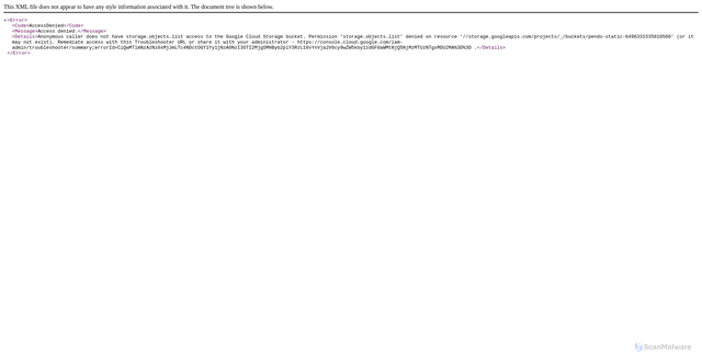 Security scan screenshot of https://pendo-static-6496331535810560.storage.googleapis.com