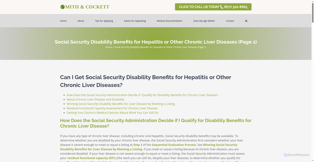 Security scan screenshot of https://thetennesseedisabilityattorney.com/hepatitis-liver-disease/