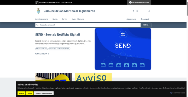 Security scan screenshot of https://www.comune.sanmartinoaltagliamento.pn.it/