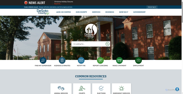 Security scan screenshot of https://desotocountyms.gov/