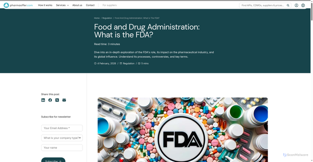 Security scan screenshot of https://pharmaoffer.com/blog/food-and-drug-administration-what-is-the-fda/