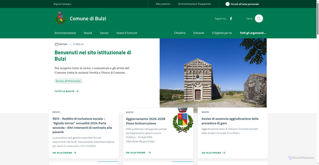 Security scan screenshot of https://www.comune.bulzi.ss.it/