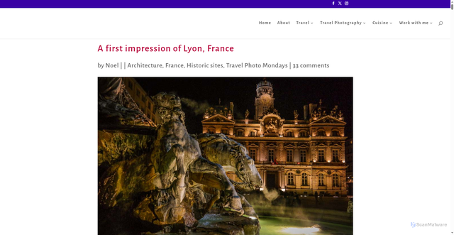 Security scan screenshot of https://travelphotodiscovery.com/a-first-impression-of-lyon-france/