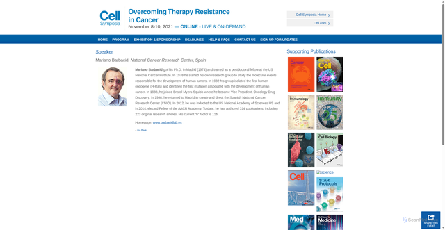 Security scan screenshot of https://www.cell-symposia.com/cancer-resistance-2021/bio-barbacid.html