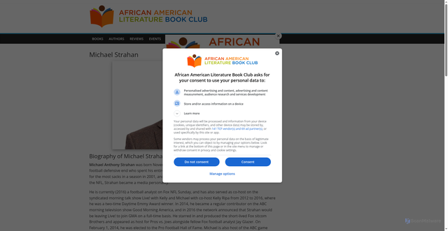 Security scan screenshot of https://aalbc.com/authors/Michael+Strahan