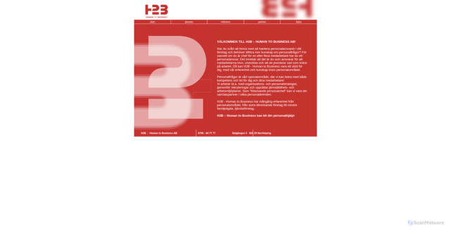 Security scan screenshot of https://h2b.se