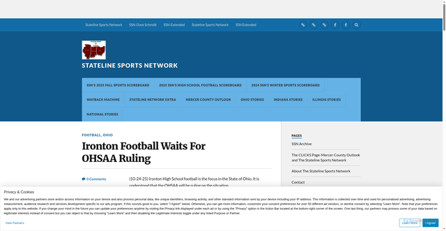 Security scan screenshot of https://statelinesportsnetwork.net/2025/10/24/ironton-football-waits-for-ohsaa-ruling/