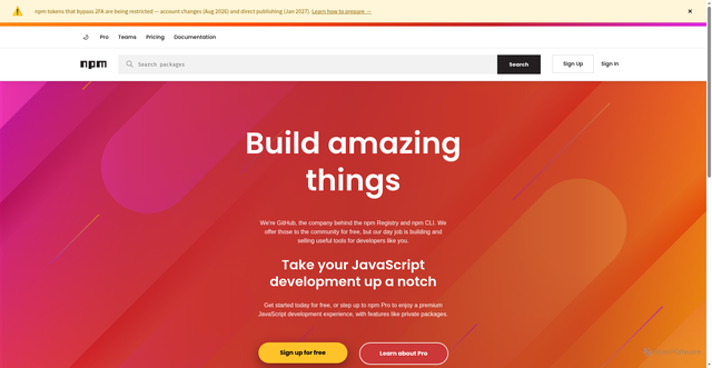 Security scan screenshot of https://www.npmjs.com/