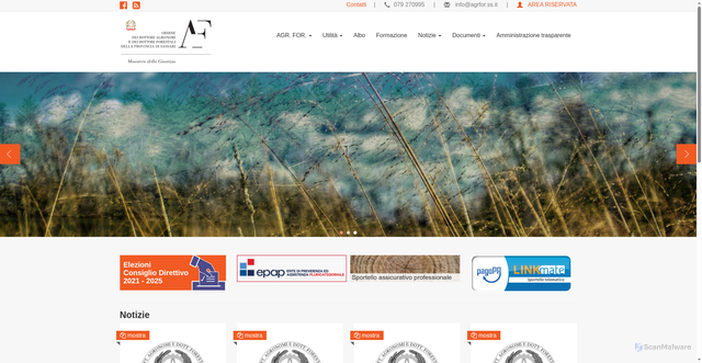 Security scan screenshot of https://www.agrfor.ss.it/public/