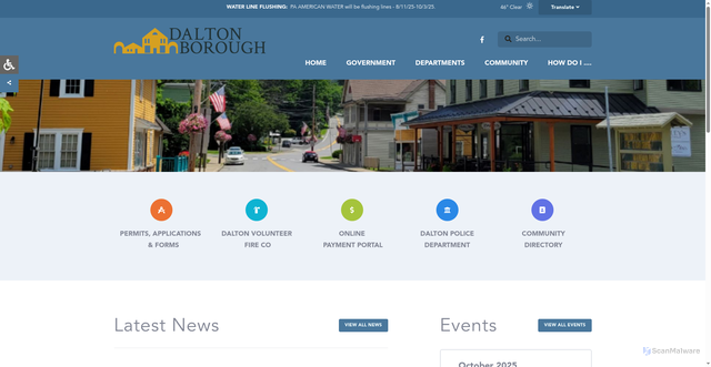 Security scan screenshot of https://www.daltonboroughpa.gov/