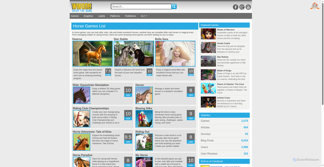 Security scan screenshot of https://www.wwgdb.com/meta/genres/horse_games_list