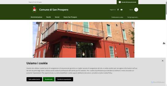 Security scan screenshot of https://www.comune.sanprospero.mo.it/