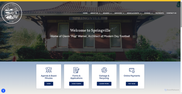 Security scan screenshot of https://www.villageofspringvilleny.gov/