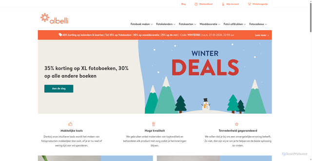 Security scan screenshot of https://www.albelli.be
