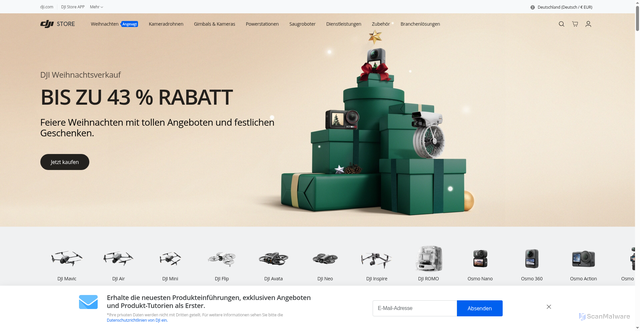 Security scan screenshot of https://click.dji.com