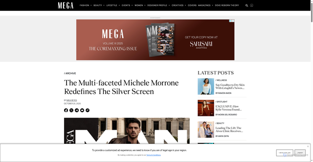 Security scan screenshot of https://mega-asia.com/archive/michele-morrone-redefines-the-silver-screen/