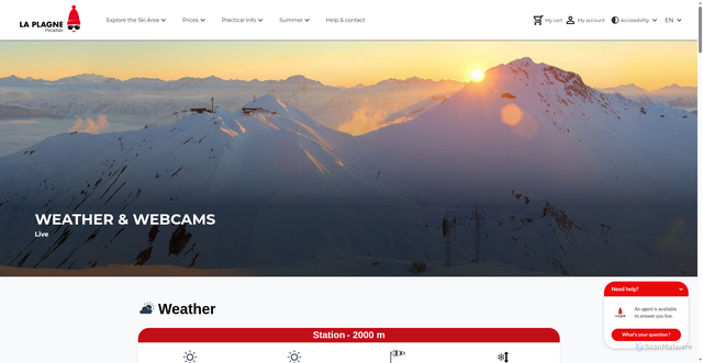 Security scan screenshot of https://www.skipass-laplagne.com/en/webcams?lid=5fc52zztm6nh&utm_medium=email&utm_source=NL&utm_campaign=SAP_26_10_CA_COM_ALL_SKI_FREN&utm_term=EN&utm_content=CA-OCTOBRE