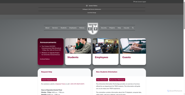 Security scan screenshot of https://it.troy.edu