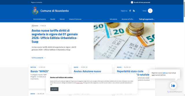 Security scan screenshot of https://www.comune.nuvolento.bs.it/