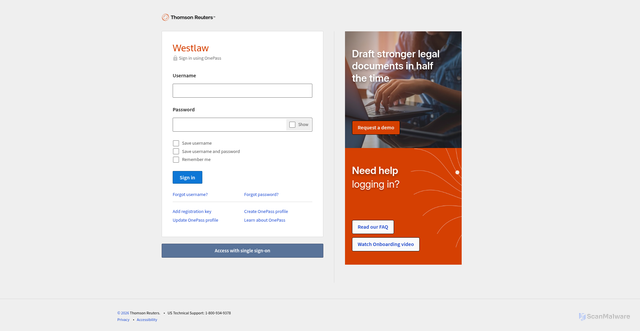 Security scan screenshot of https://www.westlaw.com