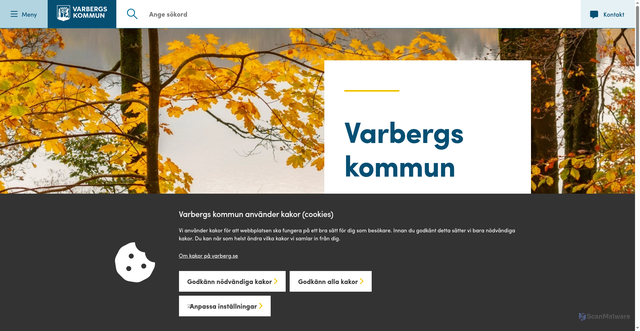 Security scan screenshot of https://varberg.se/