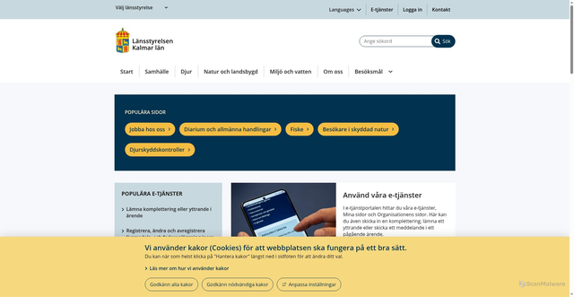Security scan screenshot of https://www.lansstyrelsen.se/kalmar