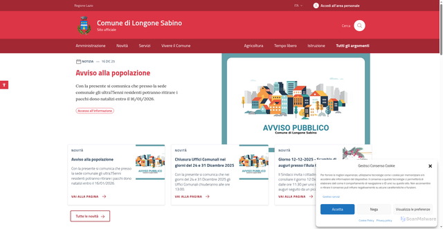 Security scan screenshot of https://www.comune.longonesabino.ri.it/