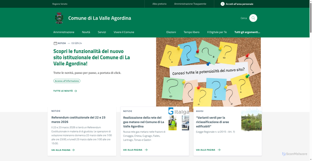 Security scan screenshot of https://www.comune.lavalleagordina.bl.it/